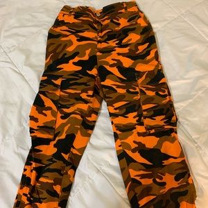 Orange camo cargo pants